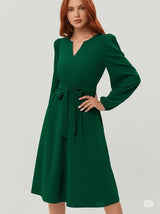 Herfst en Winter Europese en Amerikaanse Vrouwen Kleding Lange Mouwen Kleine V-hals Kant Omhoog Jurk