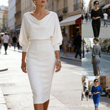 Womens Solid-Color Body-Con Plus-Size Dress With A Sophisticated Look