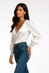 Lace Trim V-Neck Sweater