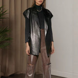 Faux Leather Vest with Belt