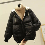 Down Jacket Hooded Warm Jacket Casual-Black-1