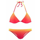Gradient Positioning Triangle Lace Low-Rise Bikini-Red-1