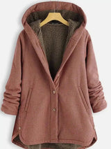 Hooded Fleece-Lined Casual Jacket-Red-1