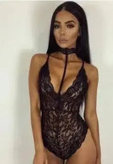 Women Plus Size Teddy Lingerie-Black-1