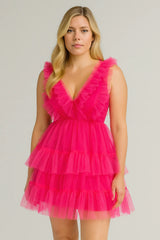 Elegant Ruffled Mesh Dress