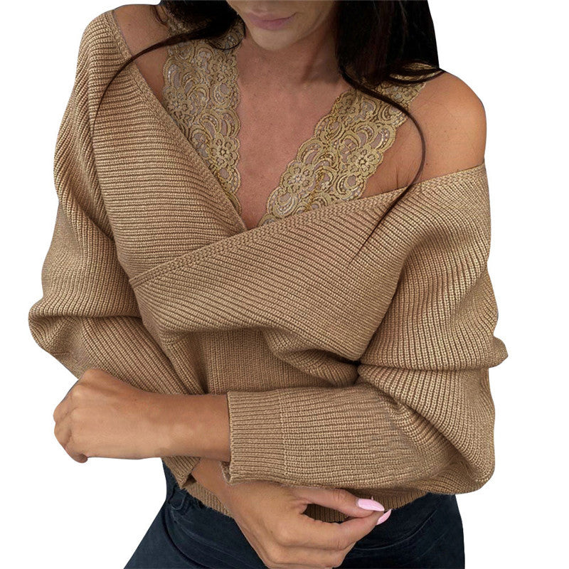 Off-Shoulder Lace Trim Blouse