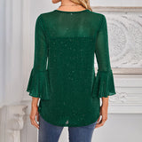 Ruffle Sparkle 3/4 Sleeve Top