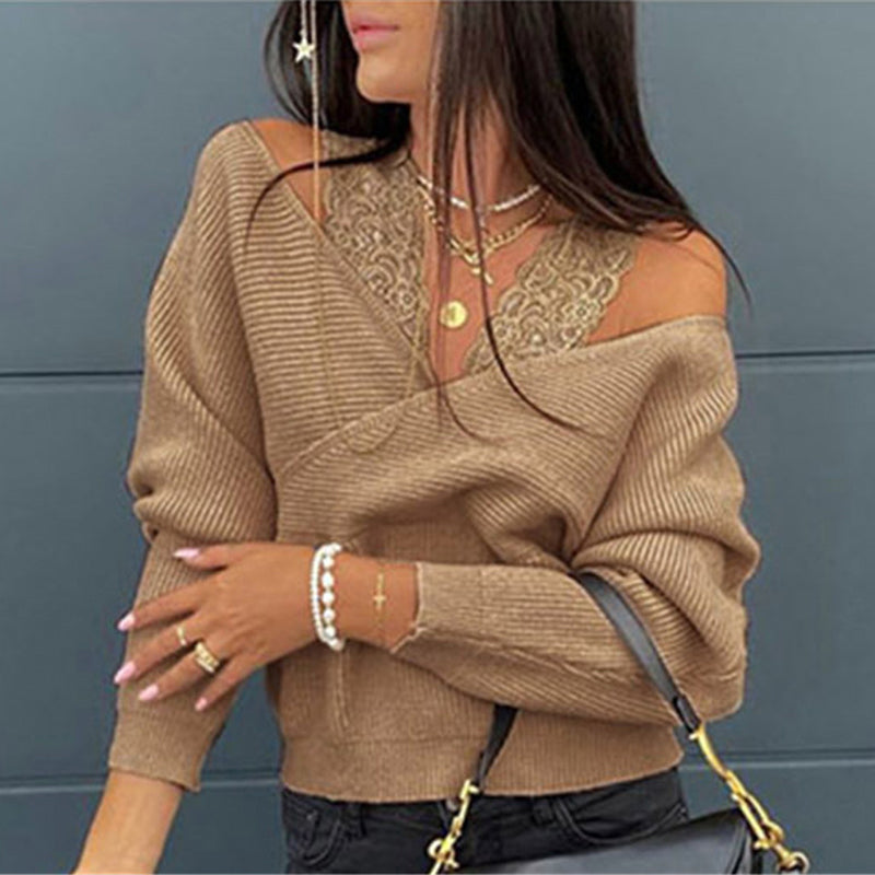 Off-Shoulder Lace Trim Blouse