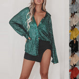 Long-Sleeved Sequin Shirt