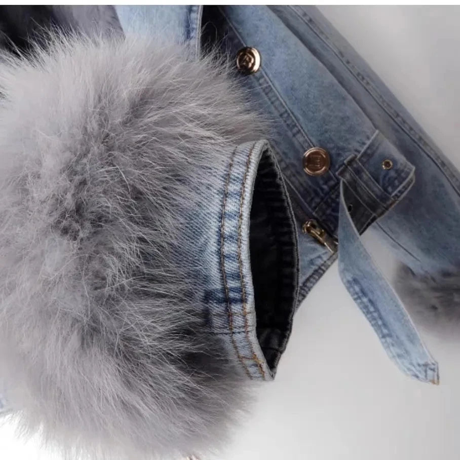 Faux Fur Denim Jacket – Chic and Cozy Winter Glam