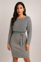 2st Suit vrouwen effen streep lange mouwen top en strakke jarretel rok mode herfst winter slanke kleding