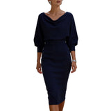 Womens Solid-Color Body-Con Plus-Size Dress With A Sophisticated Look