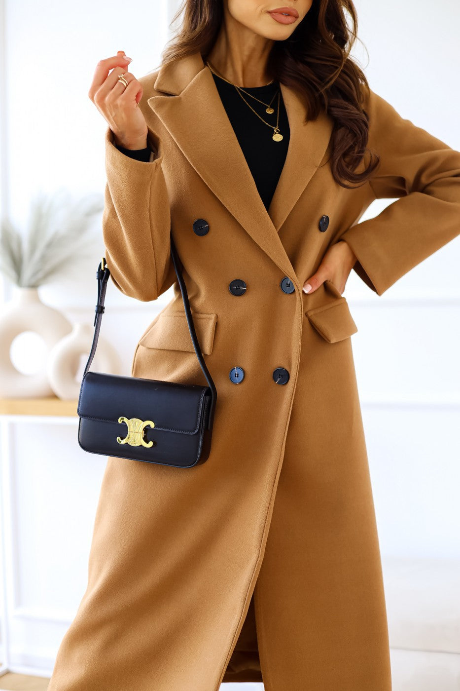 Chic Double-Breasted Wool Coat