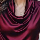 Shiny Cowl Neck Ruched Blouse