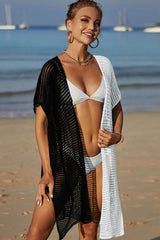 Angel Wings Two-Tone Side Slit Open Front Cover Up-1