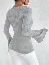 Ribbed Wrap Knit Top