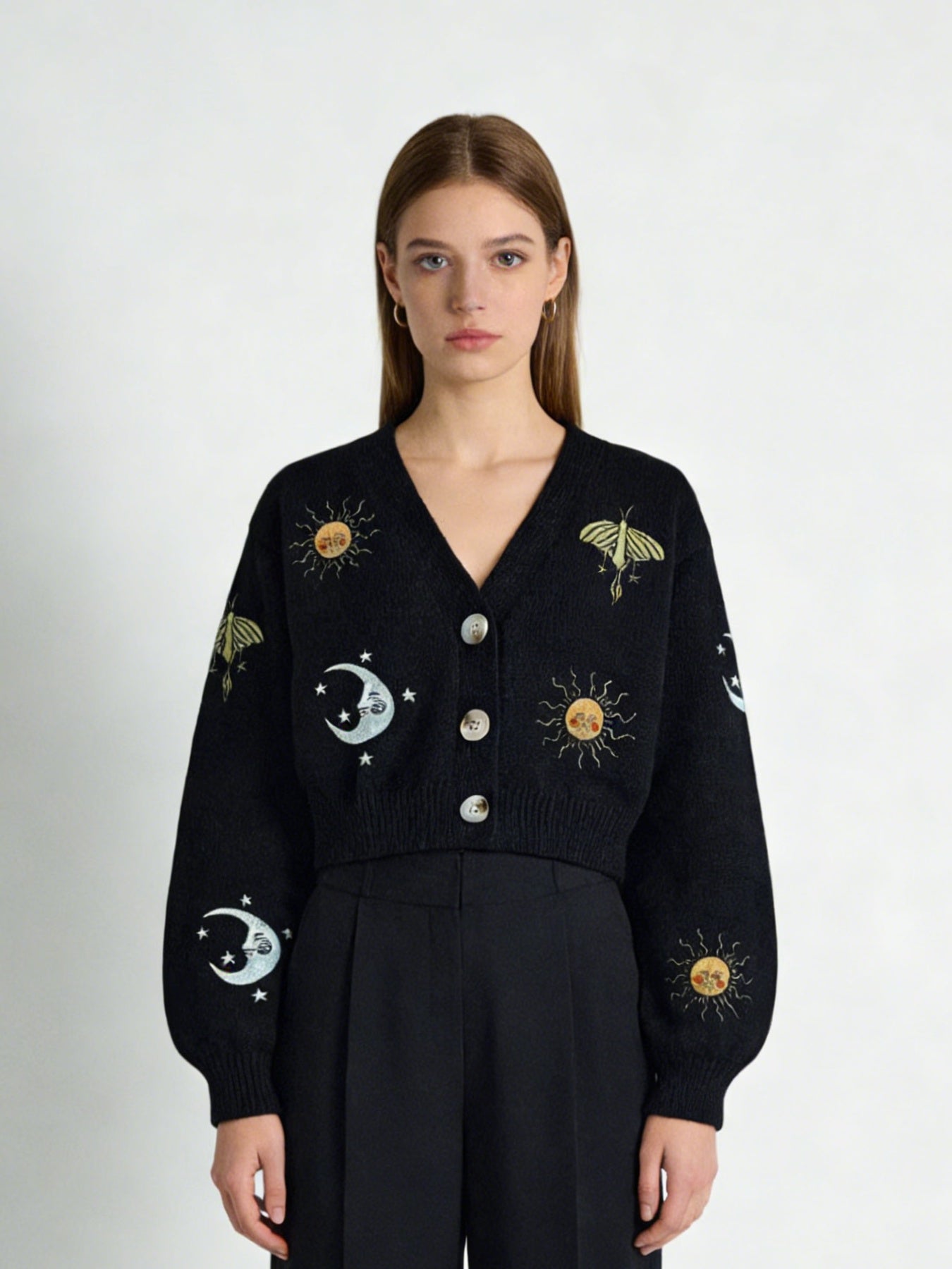 Sun & Moon Embroidered Cardigan
