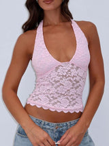 Lace Backless Halter Neck Cami-Blush Pink-13