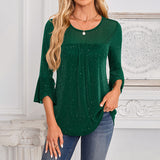 Ruffle Sparkle 3/4 Sleeve Top