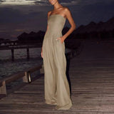 Trendy Loose Tube-Top Jumpsuit - Backless Wide-Leg Overalls for Effortless Style!