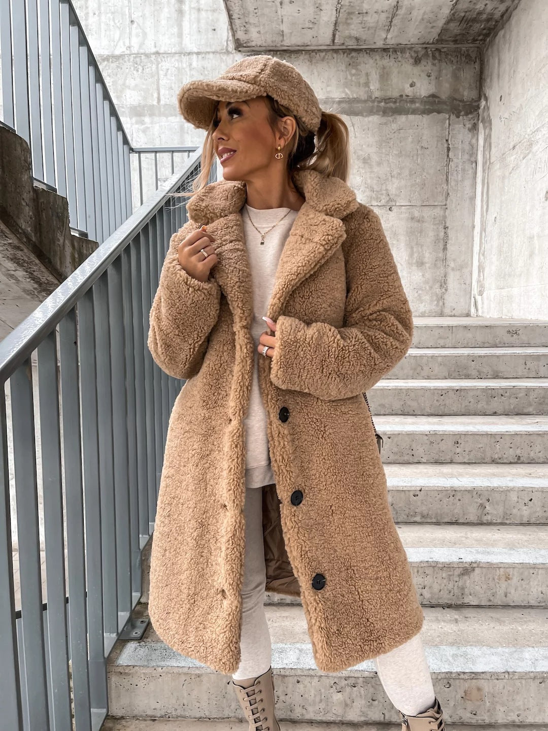 Cozy Chic Lamb Wool Lapel Coat