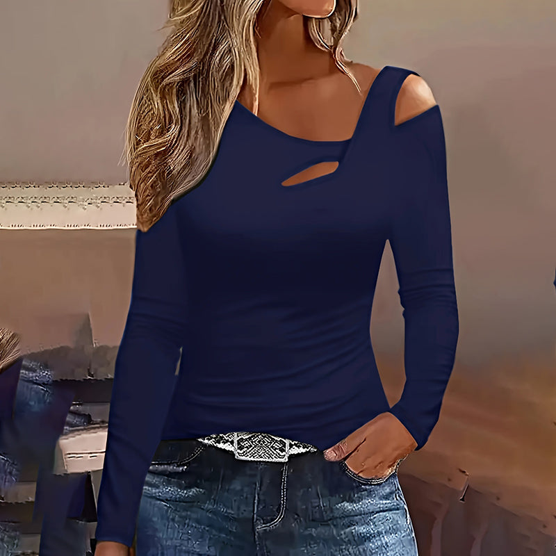 Cut-Out Off Shoulder Long Sleeve Top