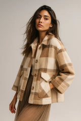 Dames mode jas van wolmix imitatiebont