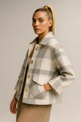 Dames mode jas van wolmix imitatiebont