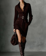 Women's Long-sleeved Blouse Dress With Belt