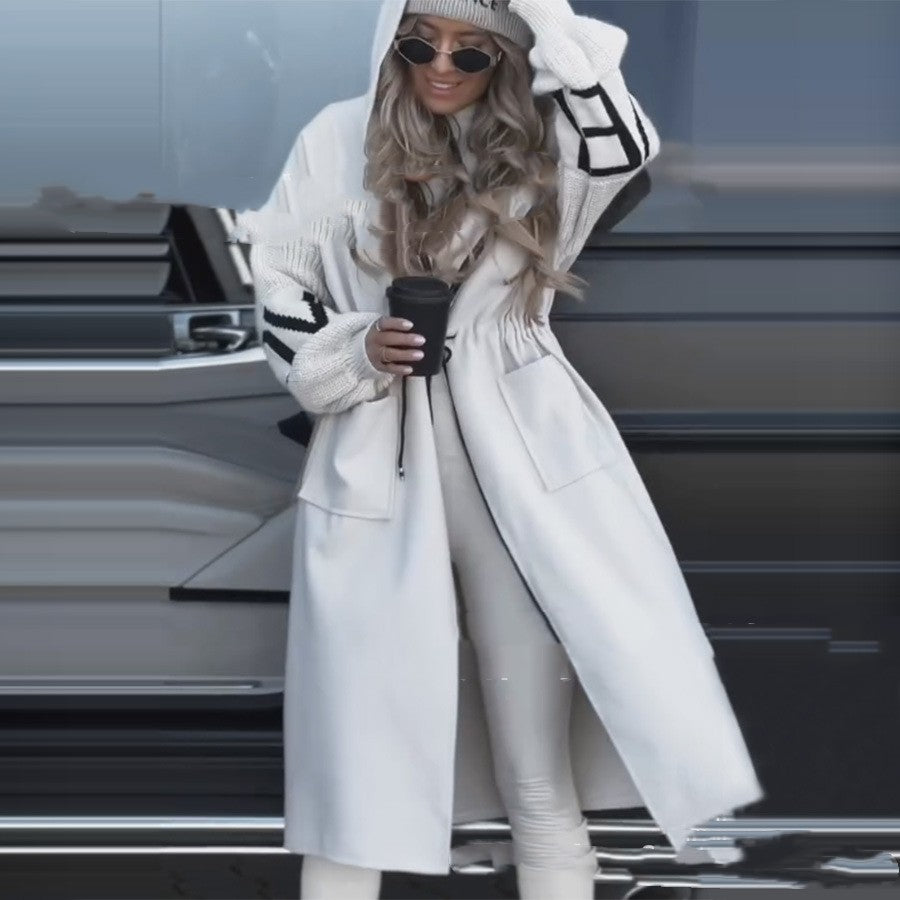 Chic Hooded Longline Splice Coat