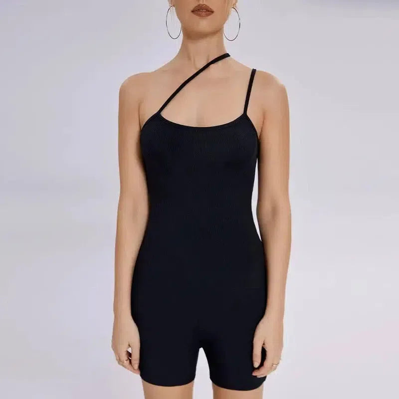 2023 Solid Color Slimming, Thin Oblique Shoulder Open Back-7