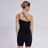 Solid Color Slimming, Thin Oblique Shoulder Open Back-8