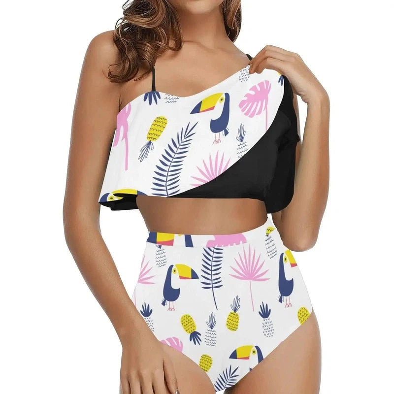 99DIY Women Two Piece High Waisted Flounce Bikini Ruffle-2