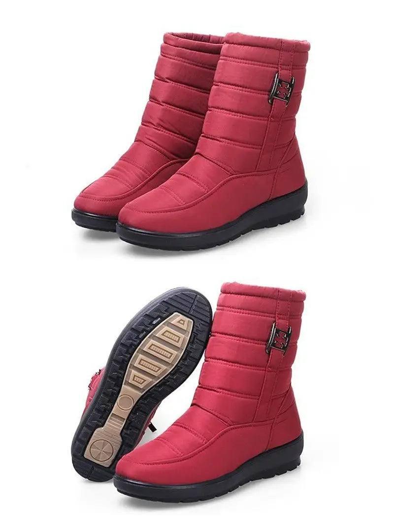 Antiskid Waterproof Women Fashion Boots-Red-8