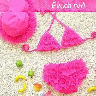 Baby Swimsuit 1 Year Old 2 Children 3 Kids 4 Girls Ins Split-RoseRed-8