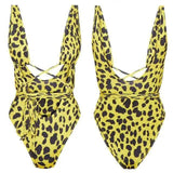 Bandage bikini swimsuit-Yellow-3