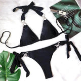 Bikini Crystal Diamond Swimsuit-Black-2