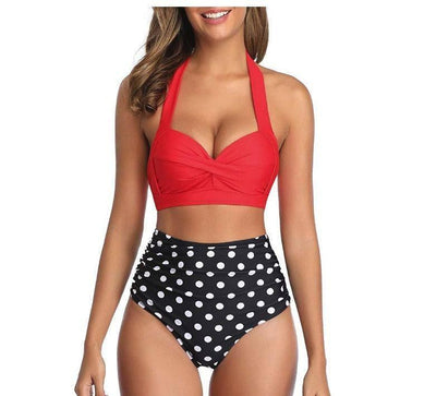 Bikini European And American High Waisted Printed Neck Strap-1