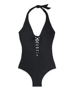 Bikini Swim Fashion Solid Color One-piece-Black-1