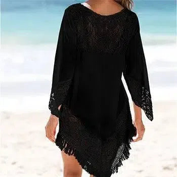 Beach Cover Up Beach Tunic Swimsuit Tunic For Beach 2023 Bathing Suit Cover Ups Lace Bikini Cover Up Saida De Praia Beach Wear-Black-5