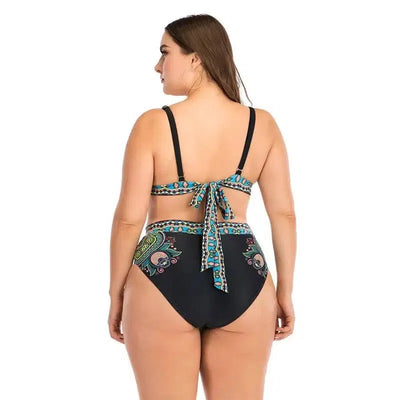 Women High Waist Bikinis set Swimsuit Plus size Swimwear Large Big Plussize New Swimming Suits Beachwear Wear For Female-3