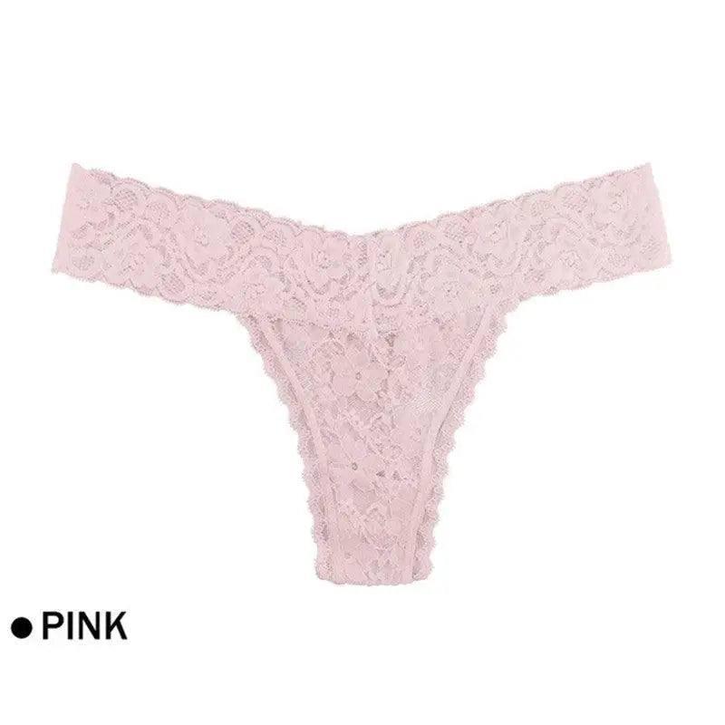 Briefs Lingerie Underwear Low Waist Panties For Women-Pink-5