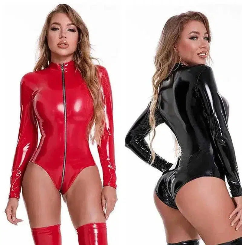 Patent Leather-Look Bodysuit-1