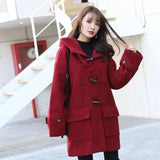 Cape button tweed coat-Red-4