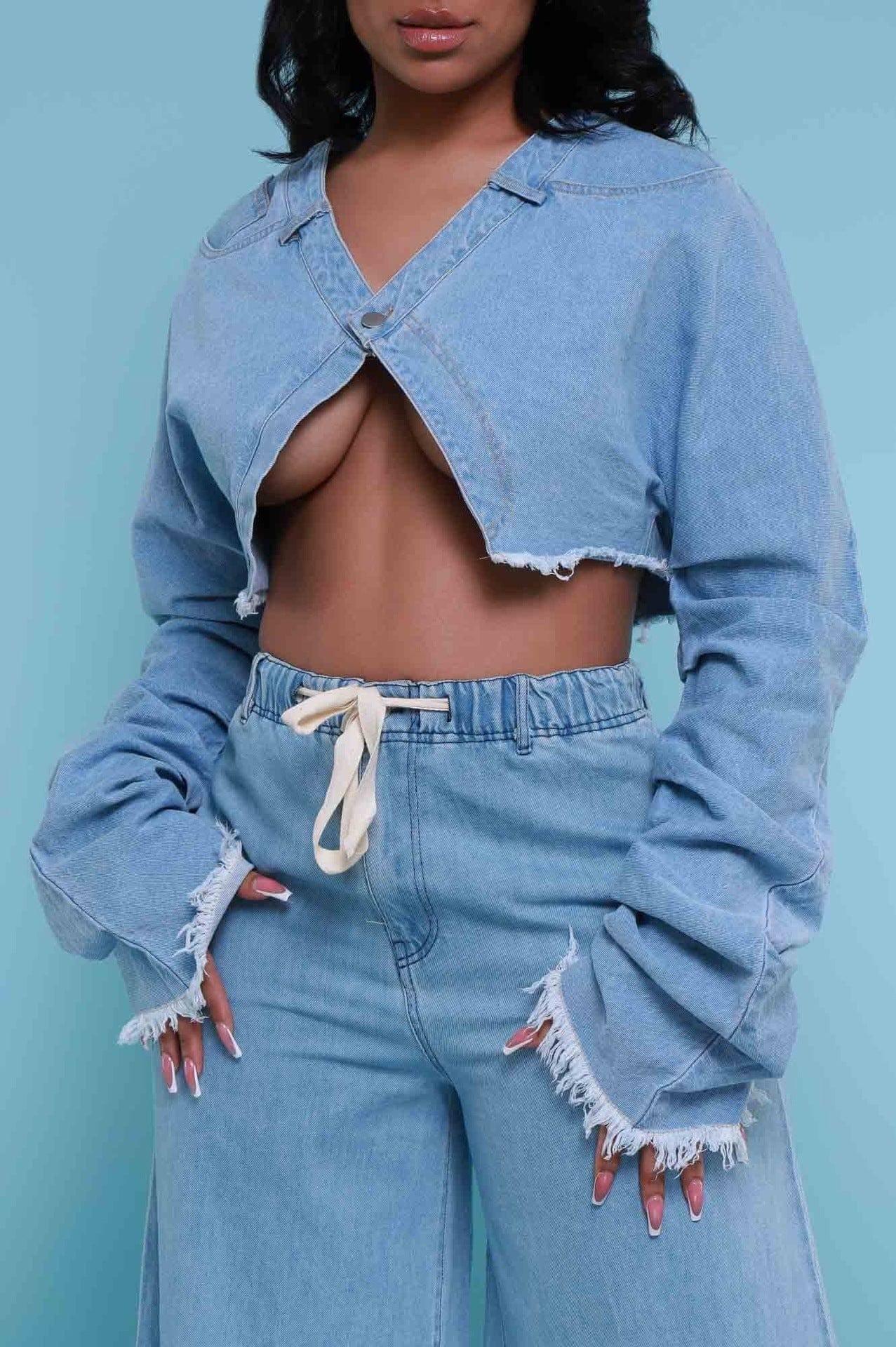 Casual Loose Denim Suit Two-piece Women's Clothing-4