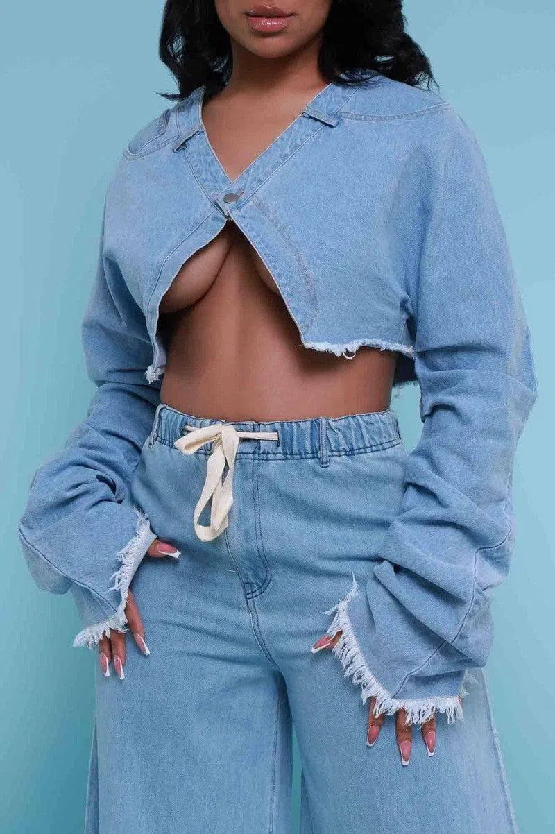 Casual Loose Denim Suit Two-piece Women's Clothing-4