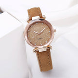 Casual Women Romantic Starry Sky Wrist Watch Leather-Brown-16