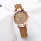 Casual Women Romantic Starry Sky Wrist Watch Leather Rhinestone Designer Ladies Clock-16