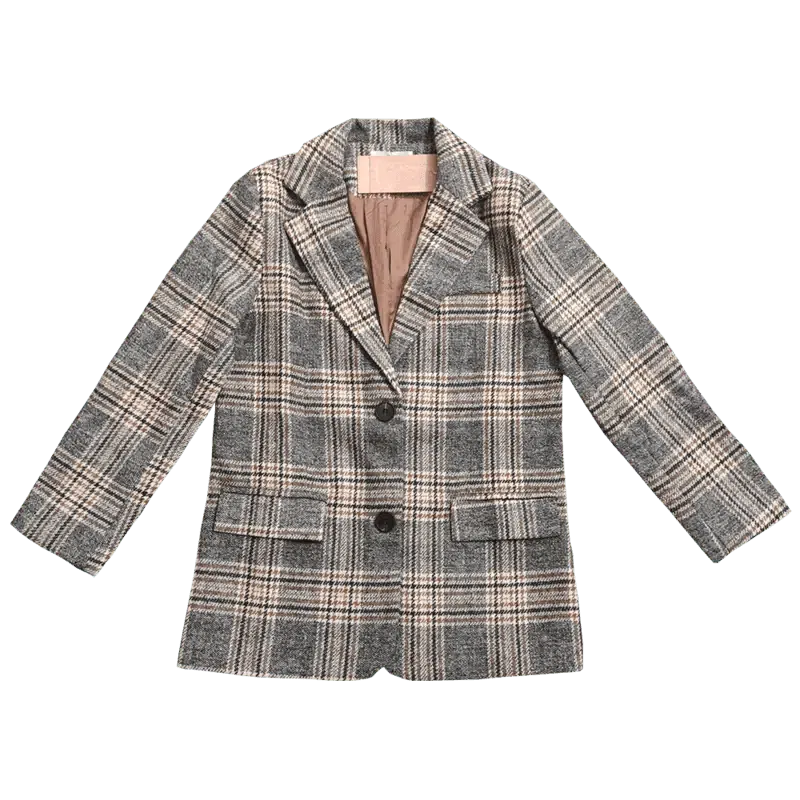 Checked chic short single-breasted coat-3