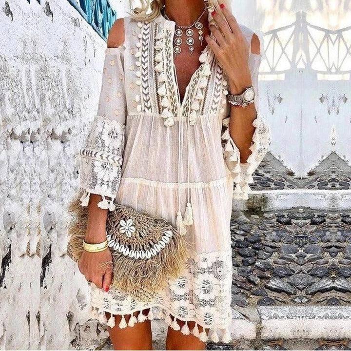 Chic Fringe Long Sleeve Dres-10